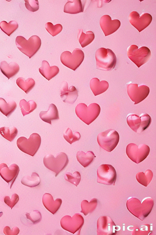 Colorful Array of Pink Hearts Against a Soft Pink Background Design