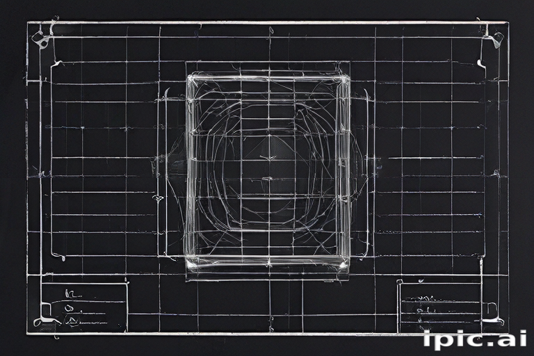 Box Layout Plan Invisible Detailed Blueprint Illustration of a Transparent Box on a Dark Background