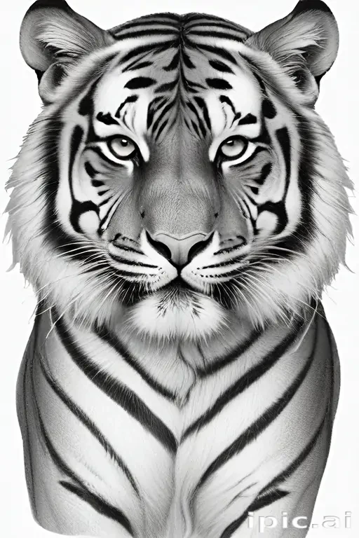 tiger clipart black and white