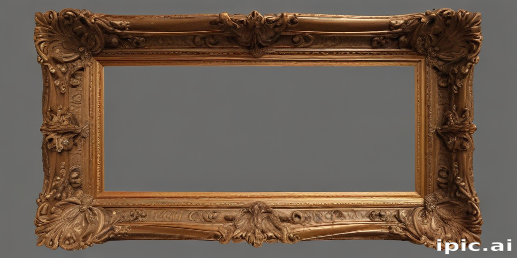 Ornate Golden Picture Frame with Intricate Floral and Leaf Designs