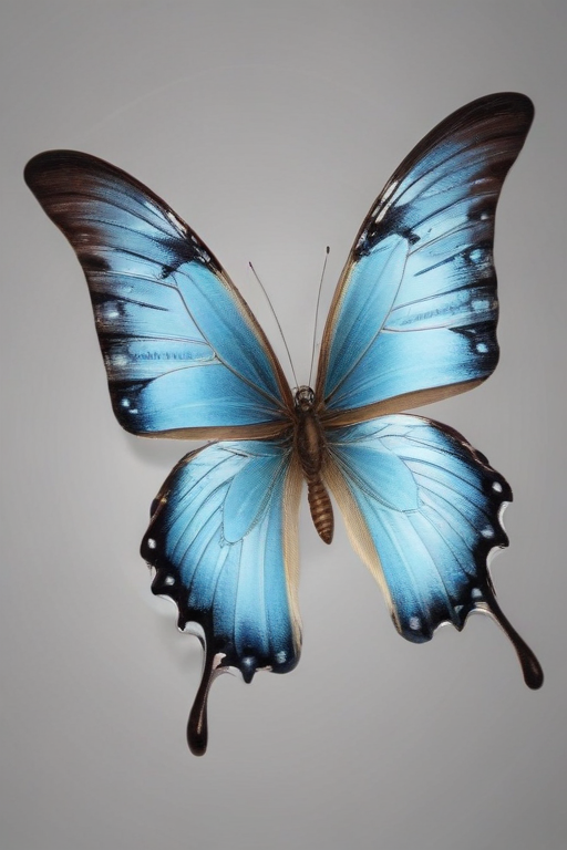 Stunning Blue Butterfly Displaying Vibrant Colors Against a Soft Gray ...