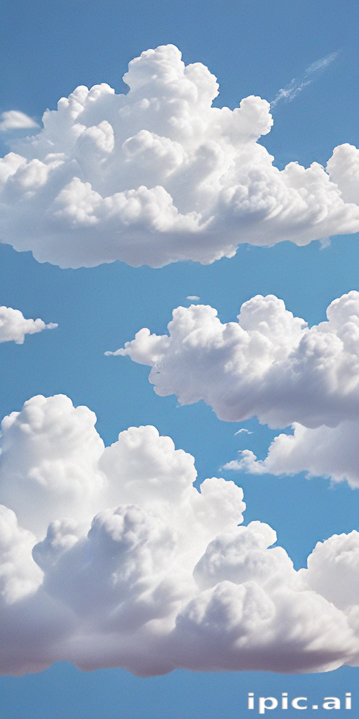 Fluffy White Clouds Gently Floating Across a Bright Blue Sky Above.