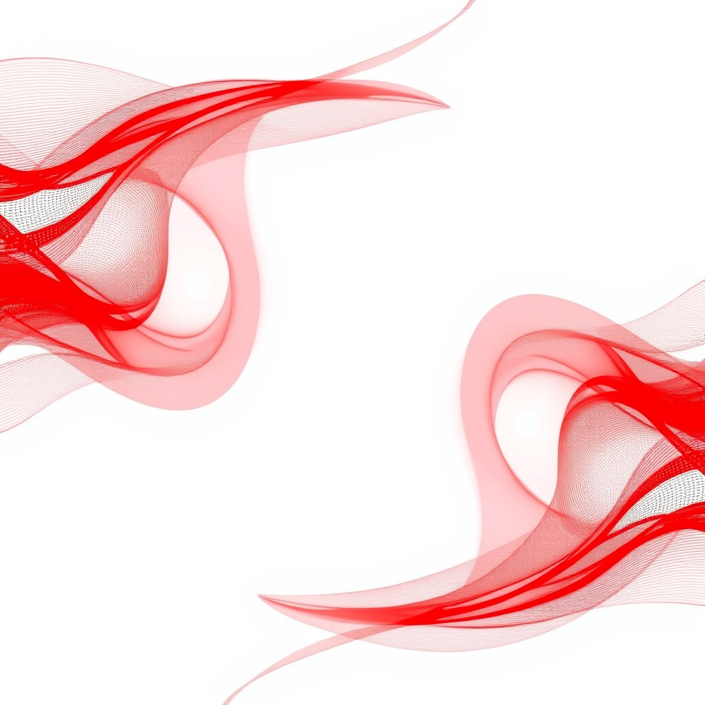 Create an abstract design of flowing red lines forming a frame around a blank white center, using a DSLR camera with a 50mm lens, f/1.8 aperture, ISO 100, at a 1/125 second shutter speed, with a shallow depth of field and soft background blur.