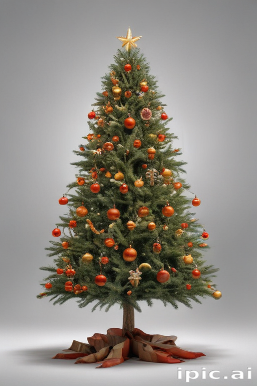 A Beautifully Decorated Christmas Tree with Ornaments and a Star Topper.
