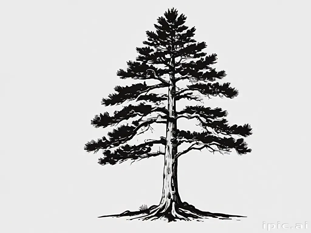 black and white pine tree clipart
