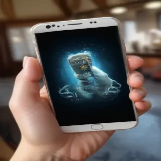 hand holding phone png