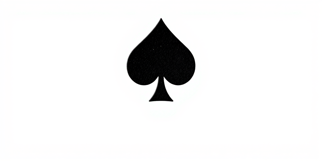 Create a highly detailed black spade symbol on a clean white background, using a DSLR camera with a 50mm lens, aperture set to f/1.8, ISO 100, and a shallow depth of field to enhance the contrast and focus on the symbol.
