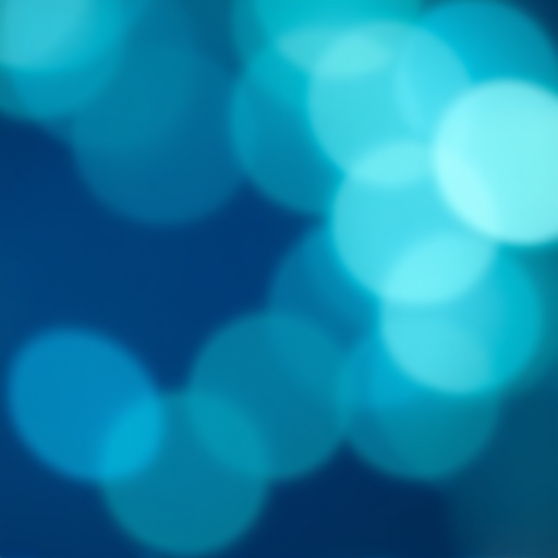Create an abstract image of soft, blurred circles in varying shades of blue and green on a darker blue background, using a DSLR camera with a 50mm lens, f/1.8 aperture, ISO 200, and soft focus settings for enhanced bokeh effect.