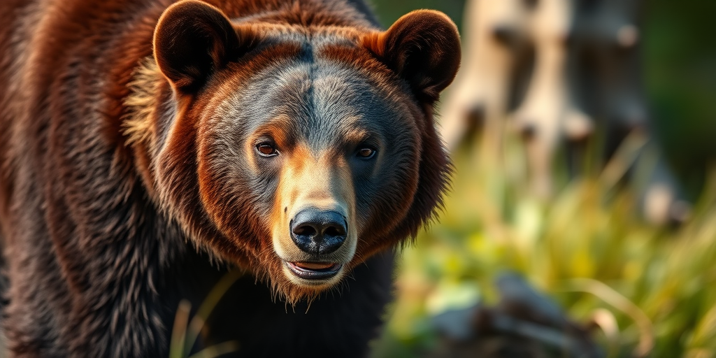 captured in 50mm lens, f/2.8 aperture, ISO 200, natural lighting, shallow depth of field, focus on bear, close-up view, DSLR camera, high-resolution image of a bear in its natural habitat