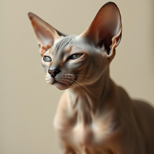 A graceful, photorealistic raw photograph of a beautiful sphinx cat  doing cat things
