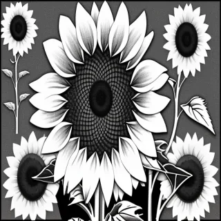 clip art sunflower black and white