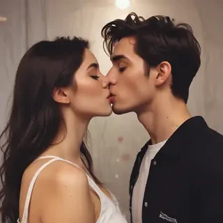 couple kissing aesthetic