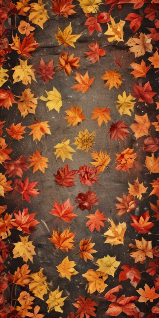 Vibrant Autumn Leaves Spread Across a Dark Background in Artistic Pattern
