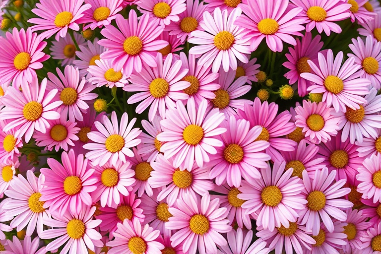 Generate a high-resolution floral pattern of pink daisies covering the entire surface, captured with a DSLR camera at f/8 aperture, 50mm lens, ISO 100, in natural soft light for enhanced detail and texture.