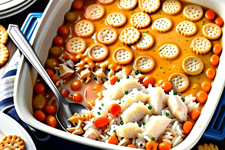 chicken casserole with ritz crackers and rice