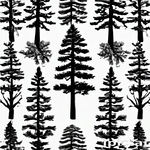 black and white pine tree clip art