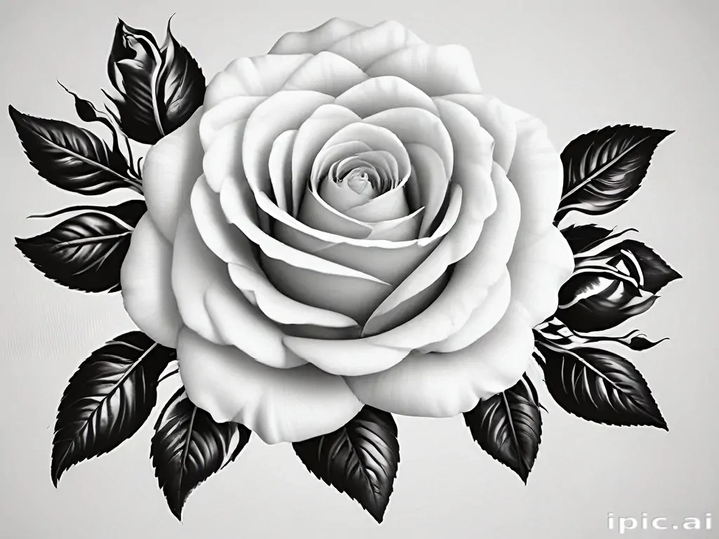 black and white rose clip art