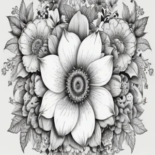 flower clip art black and white