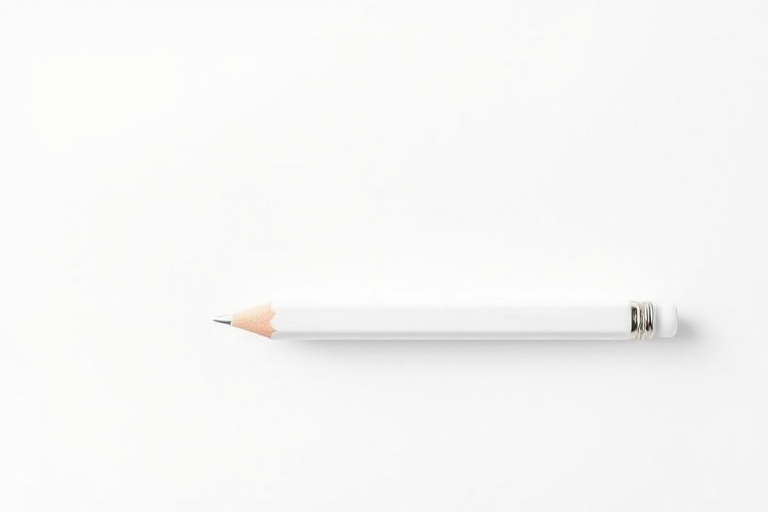 Create a high-resolution digital illustration of a white pencil on a clean, minimalist background, using a 50mm lens, aperture of f/2.8, ISO 100, in natural lighting, with a focus on sharp details and smooth shading for enhanced realism.