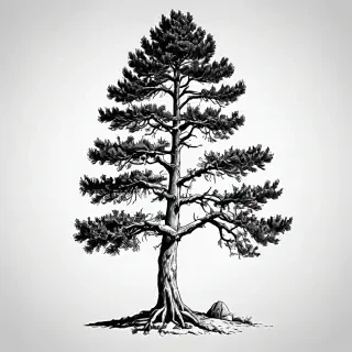 black and white pine tree clipart