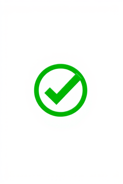 Generate a high-resolution image of a green check mark on a plain white background, using a 50mm lens, aperture f/2.8, ISO 100, shot from a straight-on view with a DSLR camera.