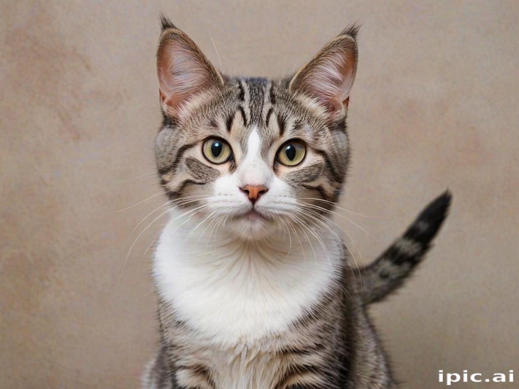 A Playful Tabby Cat with Striking Green Eyes and Adorable Whiskers.