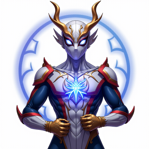 A high-budget, anime-style wallpaper featuring Spiderman in an epic White, blue red Kirin armor. Golden dragon gloves, the gloves is in the shape of dragon heads, Golden dragon head gloves, White glossy eyes, The armor is designed with metallic details that reflect light, showcasing intricate Kirin motifs. Spiderman's armor is a striking gradient of blue, red and white, with Colorful galaxy inner sections, making it look both powerful and sleek. The background is flat white, with Kirin-shaped blue-violet glowing rune relic to give the impression power, striking pose, the Kirin's armor is dominantly in white, with some details in blue and red, Cinematic anime action scene, cinematic action pose, medium shot action portrait, dramatic effect of shadow and light.