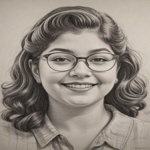 Graceful Raini Rodriguez, pencil sketch, portrait of Fascinating woman 1941s in glasses, hair style beatnik, outline, clear lines, fine lines, 8k