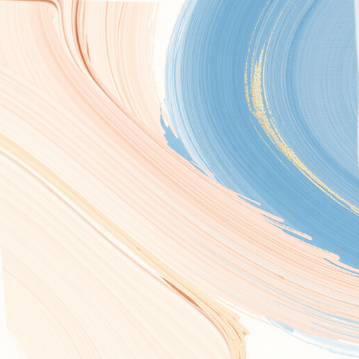 Create an abstract background featuring soft brush strokes in shades of beige, peach, blue, and gold, captured with a DSLR camera at f/4, ISO 200, focal length 50mm, in natural light, styled with a shallow depth of field for enhanced texture detail.
