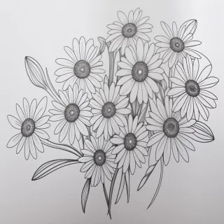 line drawn flowers