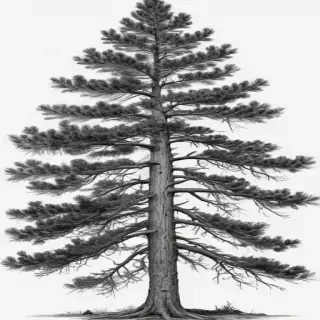 pine tree clipart black and white