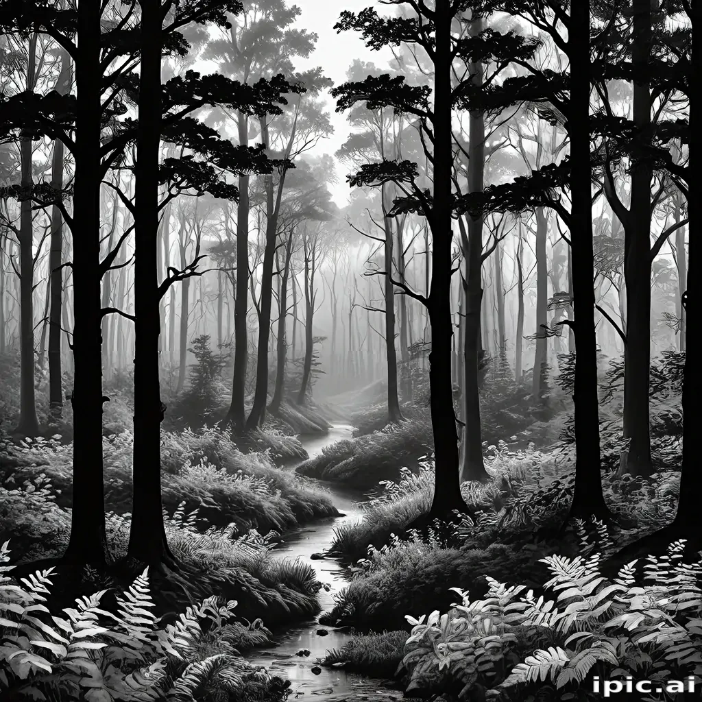 forest clipart black and white