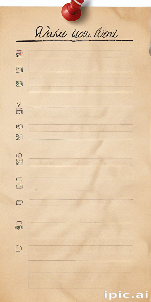 Retro Computer Task List List of Tasks and Reminders on a Vintage Paper Background
