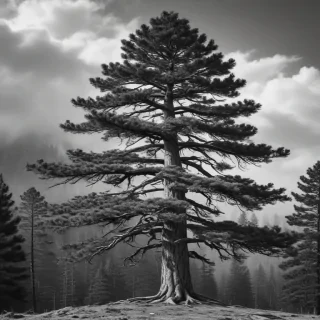 pine tree clipart black and white