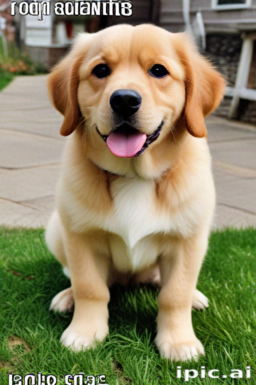 A Happy Golden Retriever Puppy Sitting on Grass with a Big Smile.