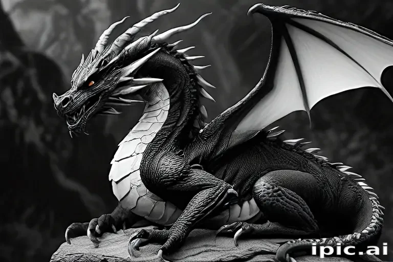 dragon black and white