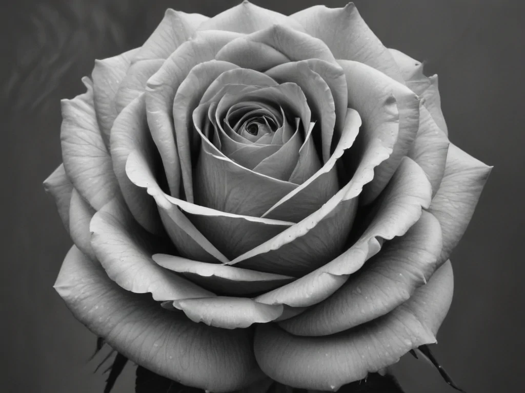 rose drawing black and white