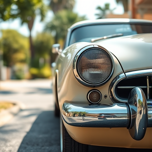 vintage car, high detail, soft focus background, low angle view, f/2.8 aperture, ISO 100, shutter speed 1/200s, 35mm lens, natural sunlight, enhanced colors, HDR effect