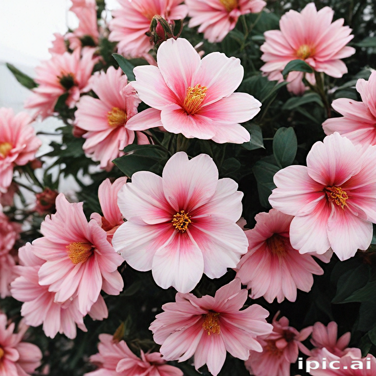 Pink Flowers Array A Beautiful Array of Soft Pink Flowers in Full Blooming Glory