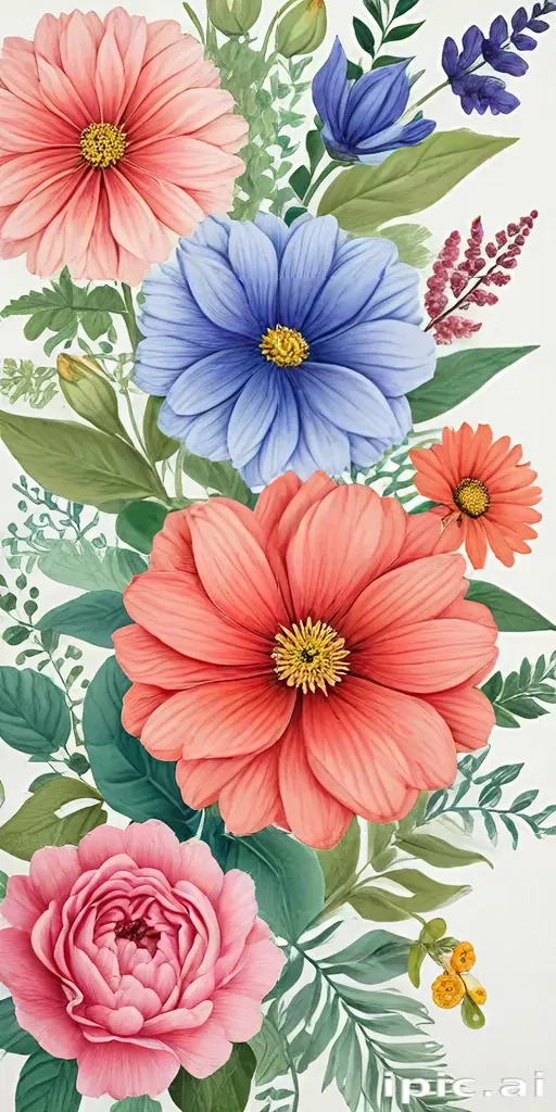 drawings of flowers in color