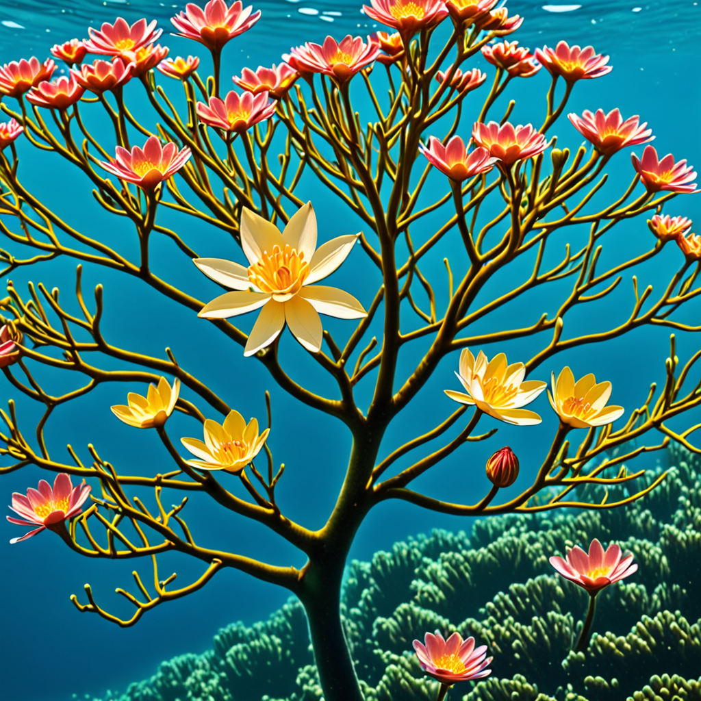 Sea Life Tree an aquatic tree submerged in the ocean with the emergence of a huge ...