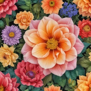 color drawing flowers