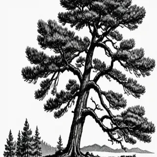 pine tree clipart black and white