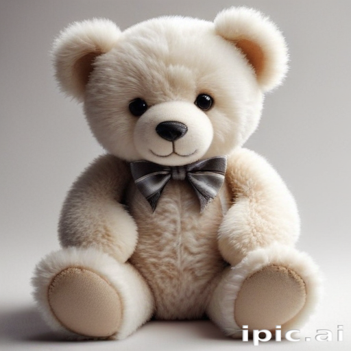 A Cute and Cuddly Teddy Bear with a Bow Tie Sitting Comfortably