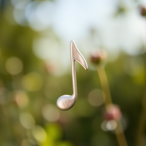 Create a high-resolution image of a musical note, using a DSLR camera, f/2.8 aperture, ISO 100, 50mm lens, with a shallow depth of field and natural lighting.