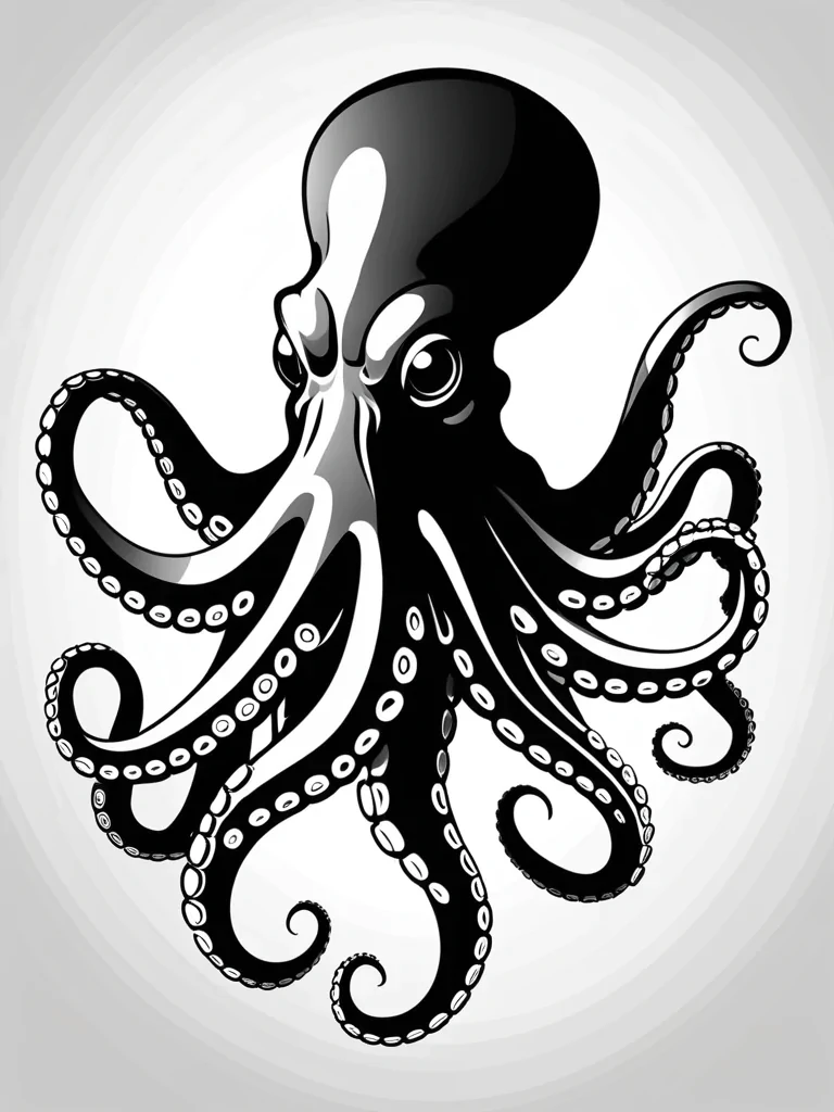 octopus clip art black and white