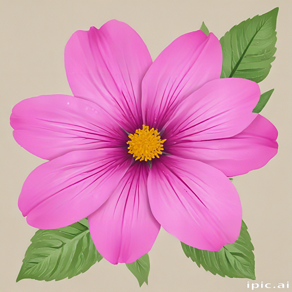 Vibrant Pink Flower with Lush Green Leaves on a Soft Background