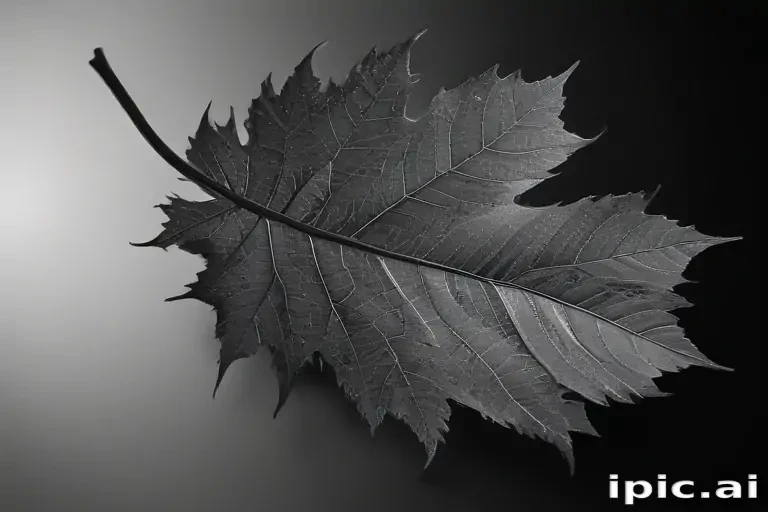 leaf in black and white