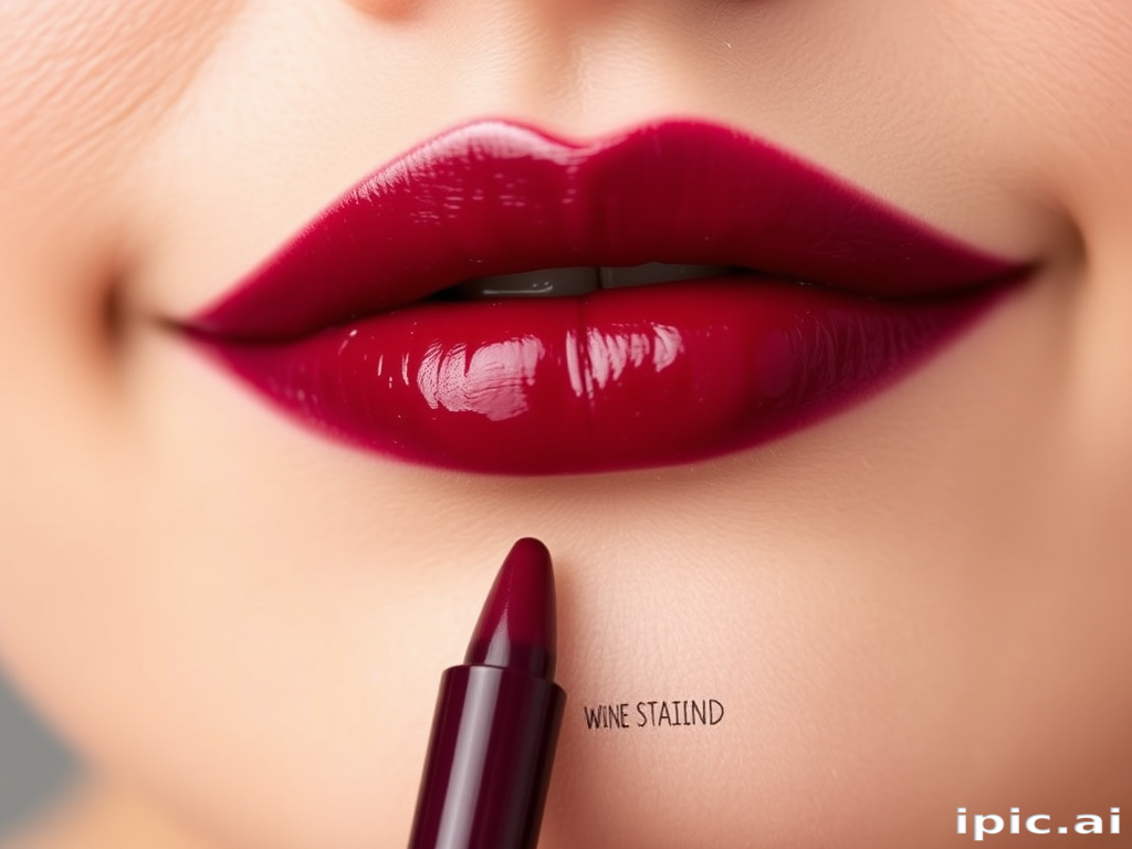 Berry-toned lip ink named "Wine Stained," creating a just-bitten effect with a lightweight, transfer-proof formula