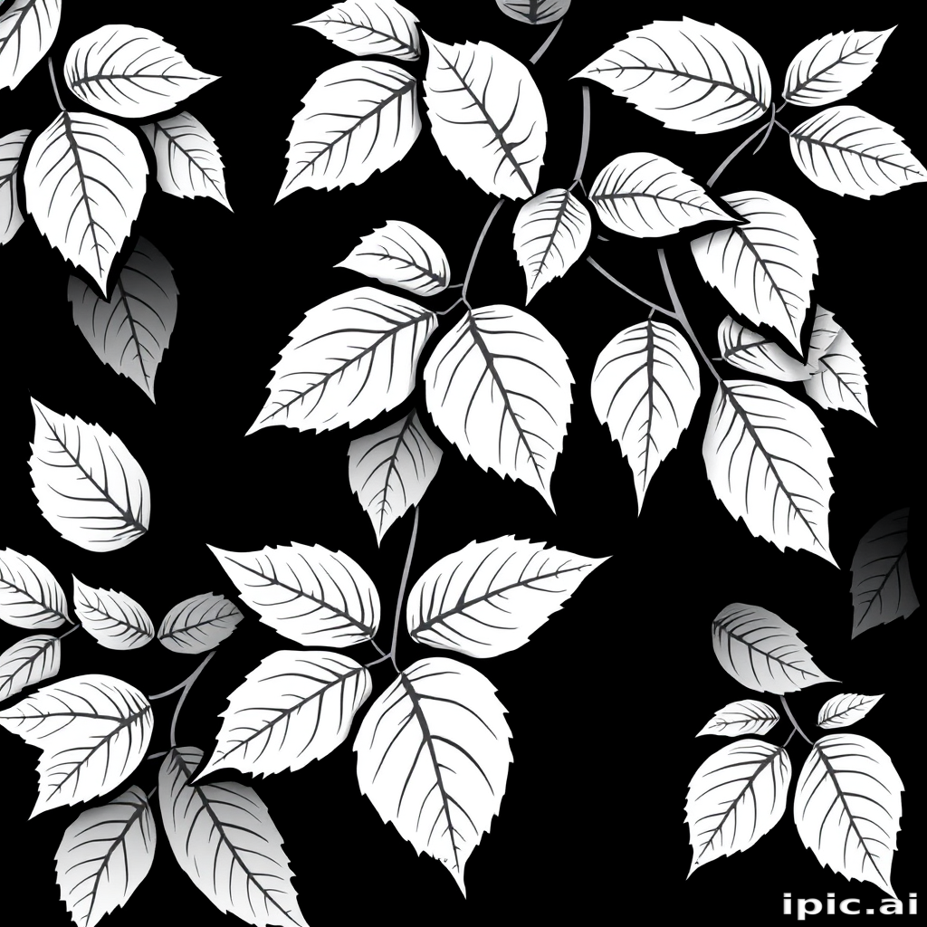 leaves clip art black and white